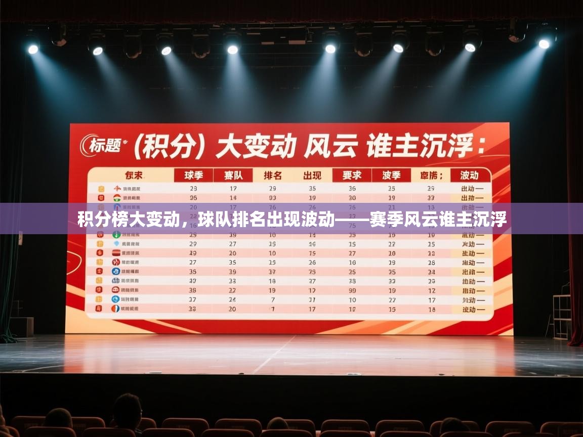开云官网-积分榜大变动，球队排名出现波动——赛季风云谁主沉浮  第1张